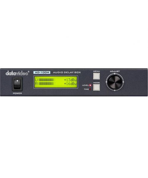 تاخیر دهنده صدا با ورودی میکروفون دیتاویدئو مدل AD-100M  <br> <span style='color:#949494;font-size:11px; class='secondary'> Datavideo AD-100M Audio Delay Box with Microphone Input </span>